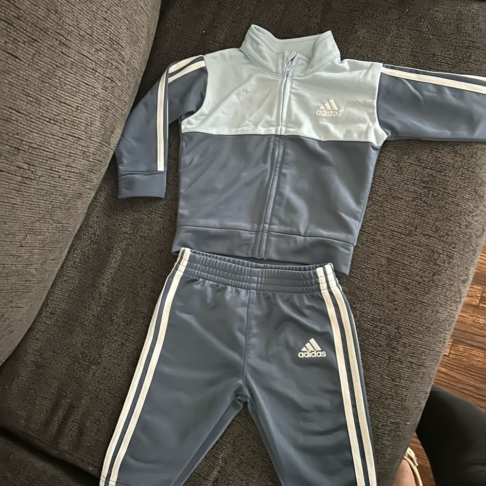 Adidas Light Blue and Gray Tracksuit